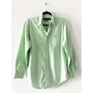 Ralph Lauren Green Cotton Oxford Long Sleeve Button Down Shirt Size 15 1/2